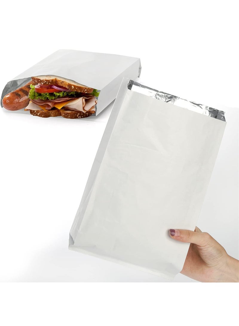 SYOSI 150 عبوة 4 رطل من أغلفة البرغر المصنوعة من رقائق الألمنيوم، 16 × 3.8 × 25 سم ورق مقاوم للدهون لأكياس الهوت دوغ، أكمام لف السندويشات من رقائق الألمنيوم المعزولة، للوجبات السريعة، شاحنة الطعام، التقديم، الشواء - Image 2